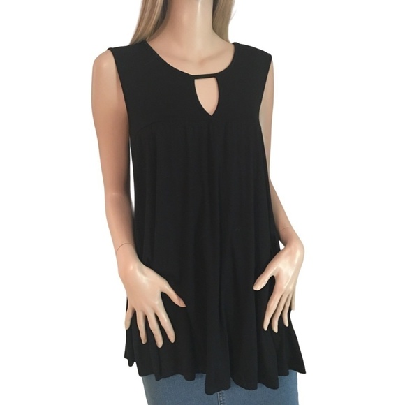 CHARLIE Paige Versatile Sleeveless Top Chemise Tunic Keyhole Flounce - Picture 3 of 10